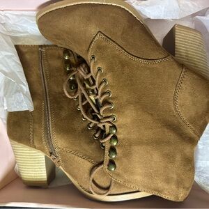 Charlotte Russe Tan Lace Up Boots